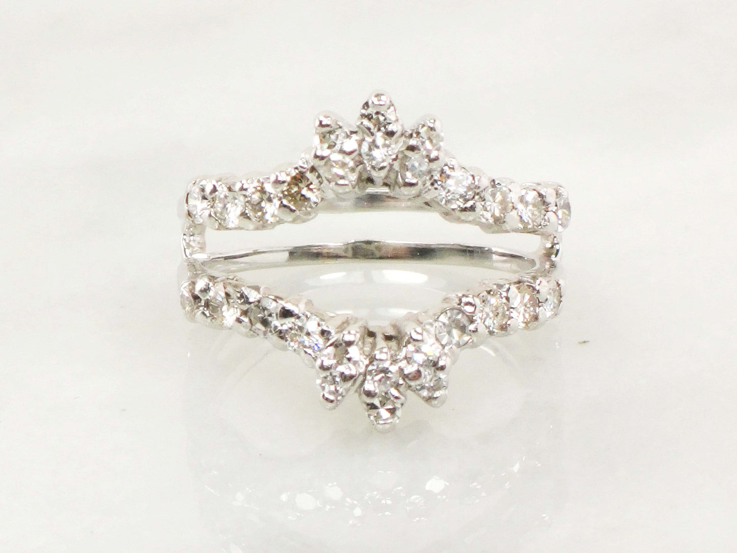 Vintage 14k White Gold Diamond Insert Ring Wedding Band Enhancer (.70 CTS, Size 5.5)