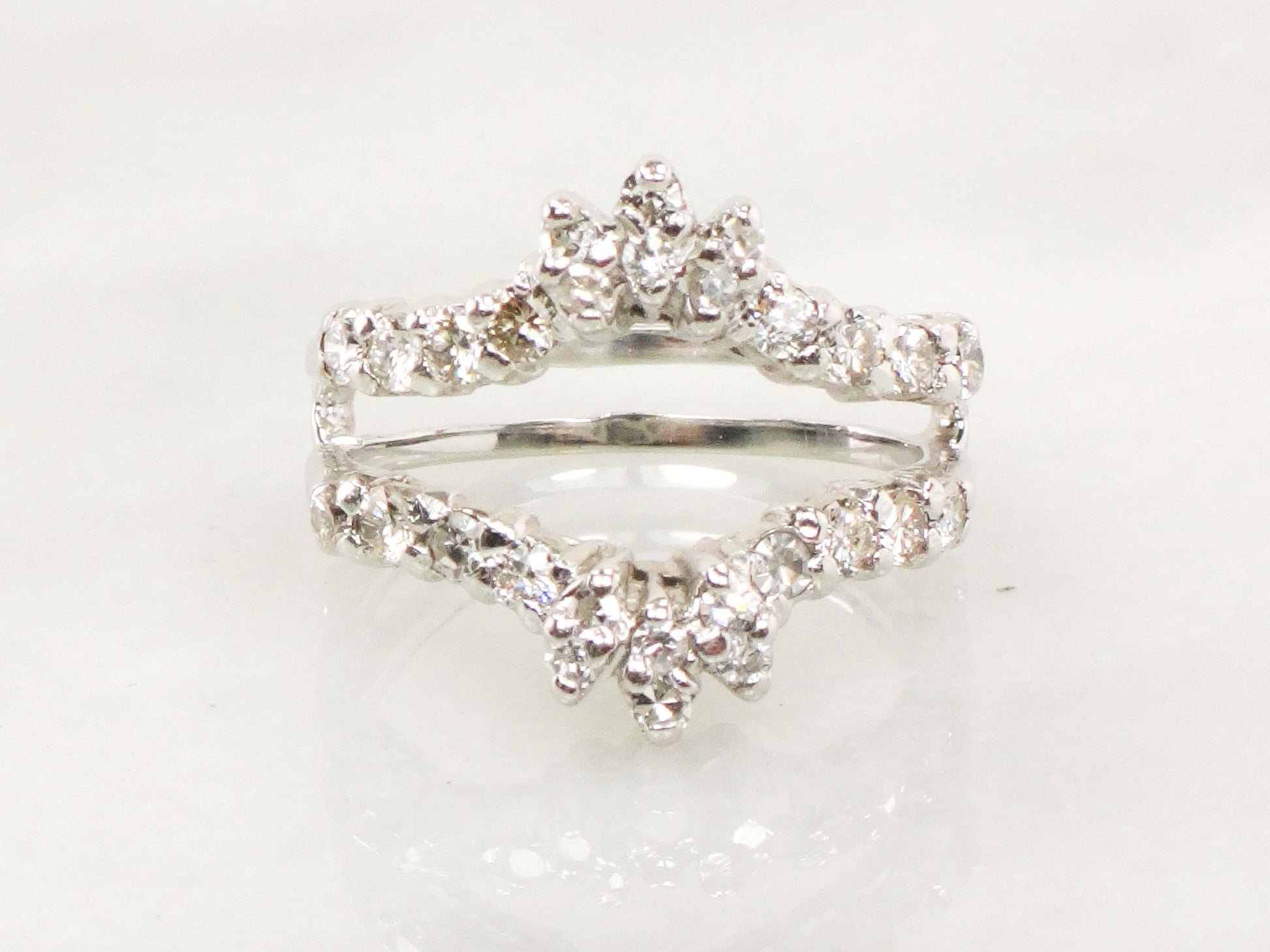 Vintage 14k White Gold Diamond Insert Ring Wedding Band Enhancer (.70 CTS, Size 5.5)