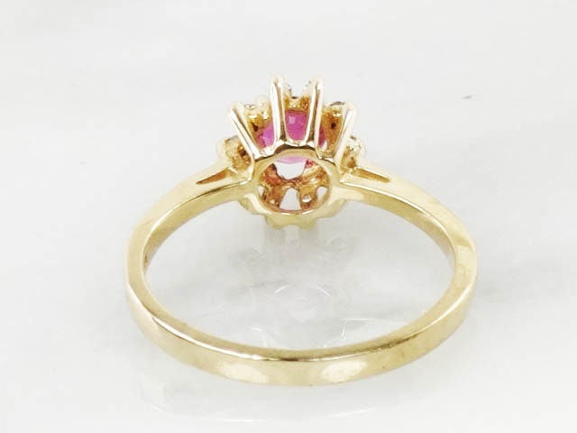 Vintage 10k Gold Ruby Diamond Halo Ring - July Birthstone, Size 6