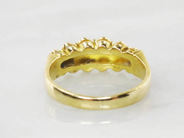 Vintage 18k Yellow Gold Blue Enamel Band, Everyday Ring, Stacking Ring, Size 5