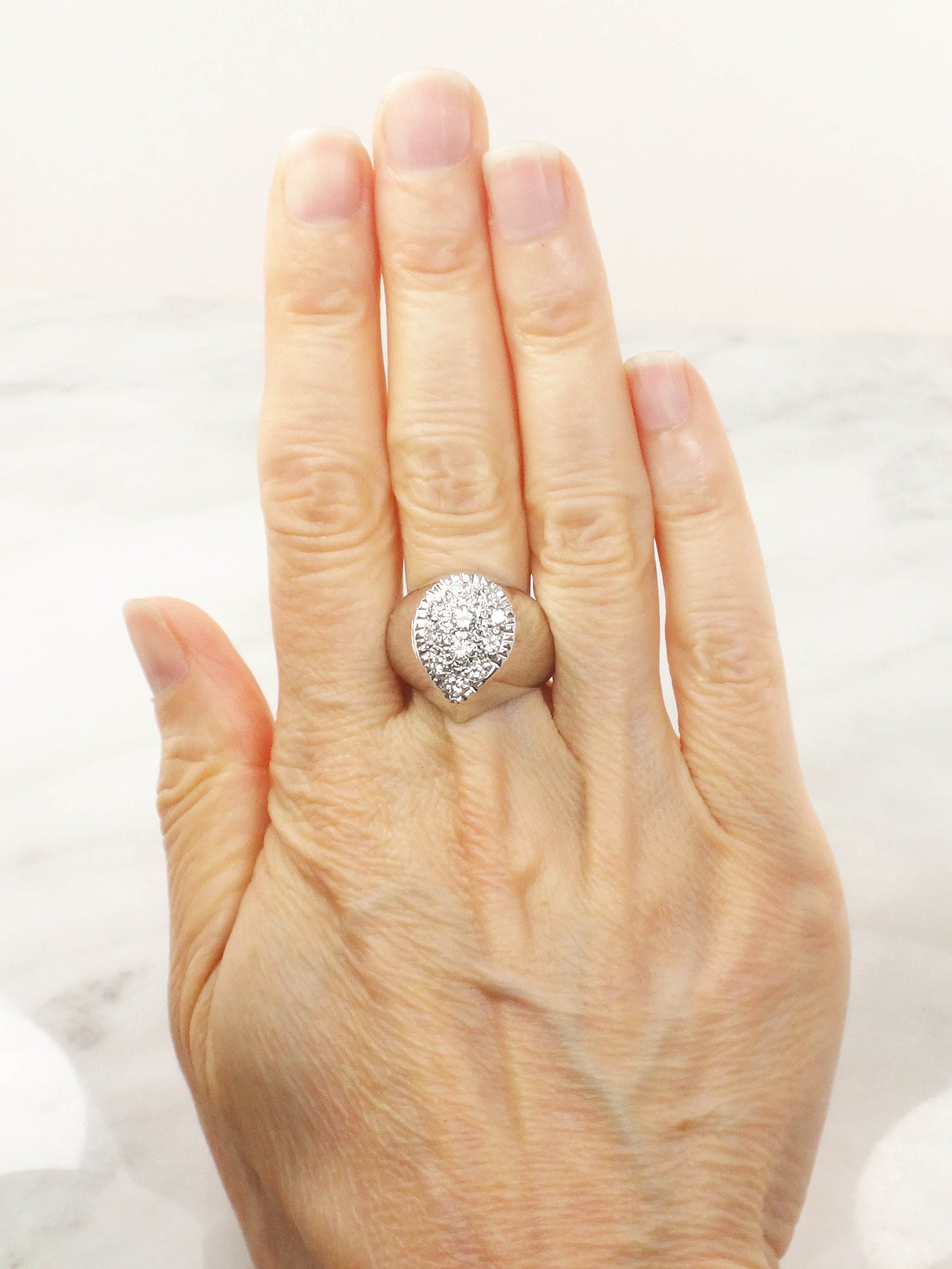 Vintage 14k White Gold Diamond Pear Cluster Ring (.70 CTS, Size 7.5)