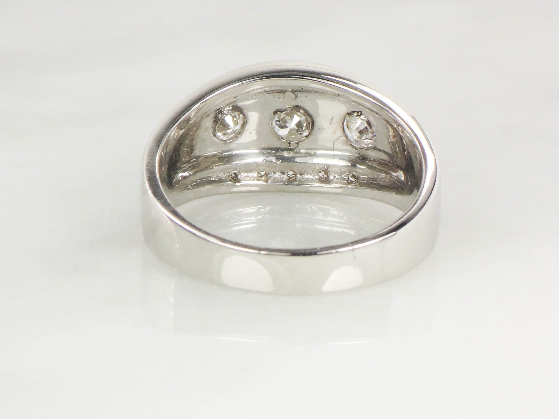 Vintage 14k White Gold Diamond Sunburst Band Ring - Over 1 Carat, Size 11