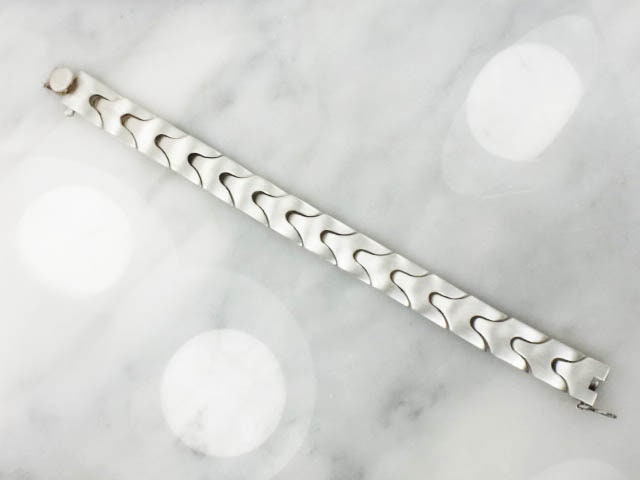 Vintage 950 Silver Y-Link Bracelet: Men's Heavy Modernist Design, 9 Inch