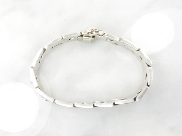Vintage 950 Silver Y-Link Bracelet: Men's Heavy Modernist Design, 9 Inch
