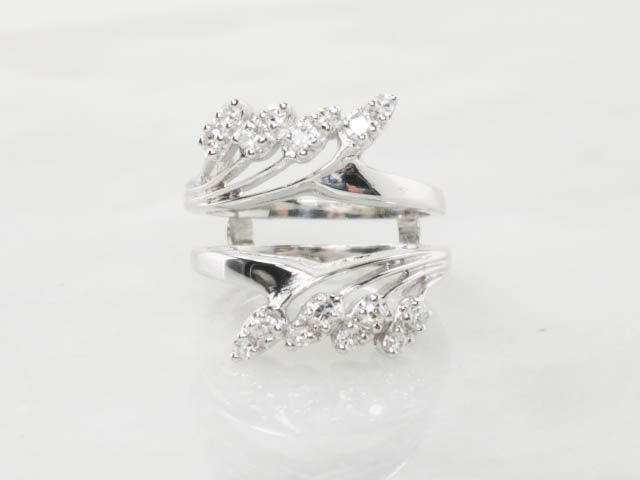 Vintage 14k White Gold Diamond Enhancer Ring: Wedding Band Insert, Size 6.25