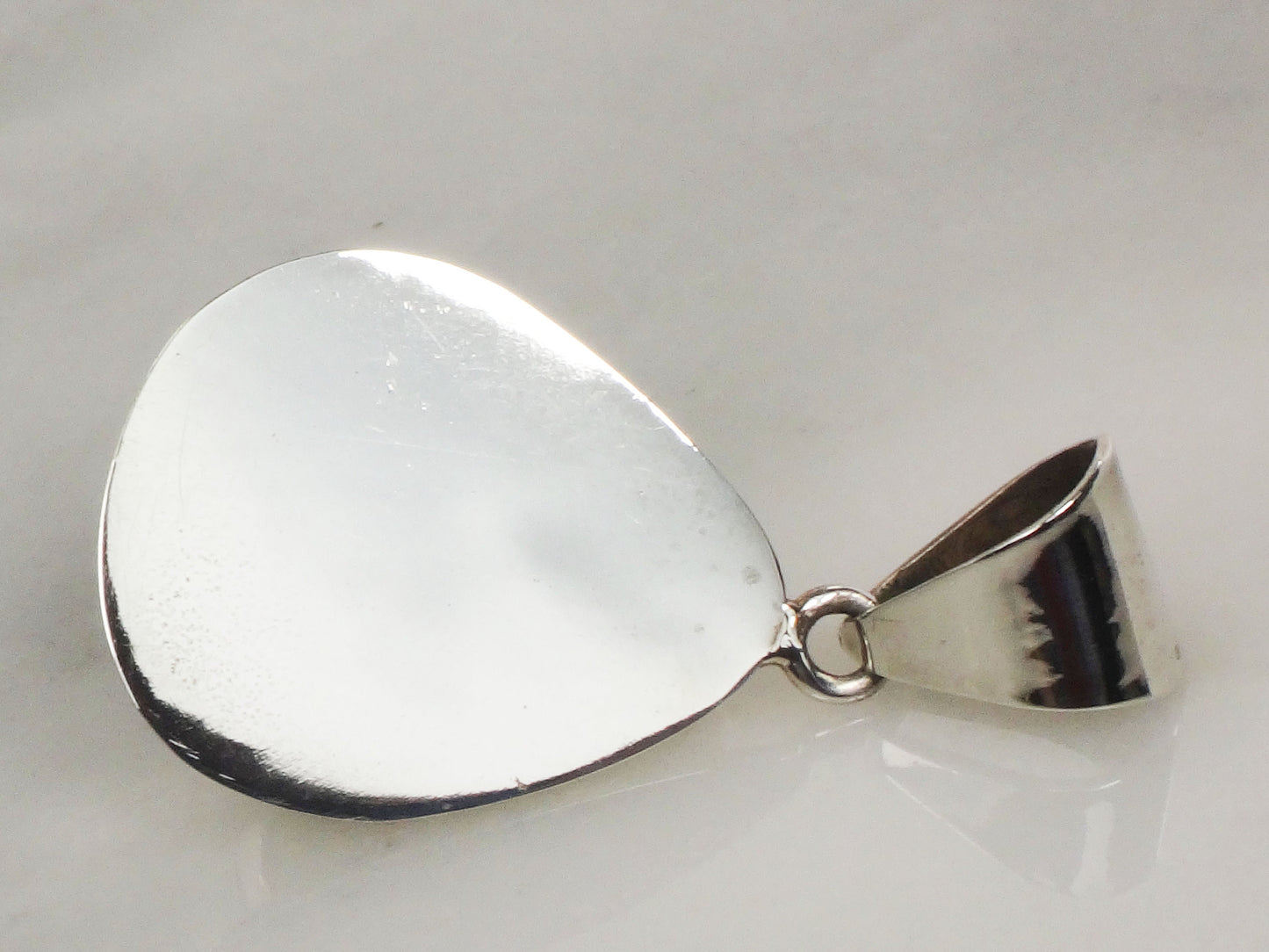 Vintage Large Sterling Silver Pearl Pendant Teardrop Shaped Gray Blister Pearl Pendant Mexio Sterling Pendant