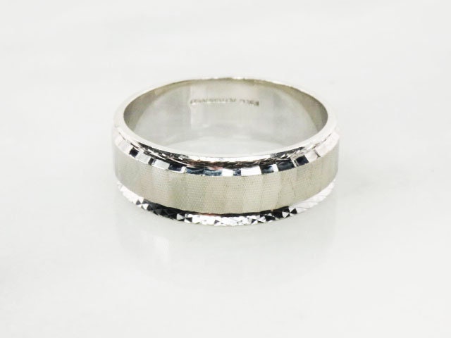 Vintage 14k White Gold JR Wood & Sons ArtCarved Wedding Band 6.8 mm Size 9