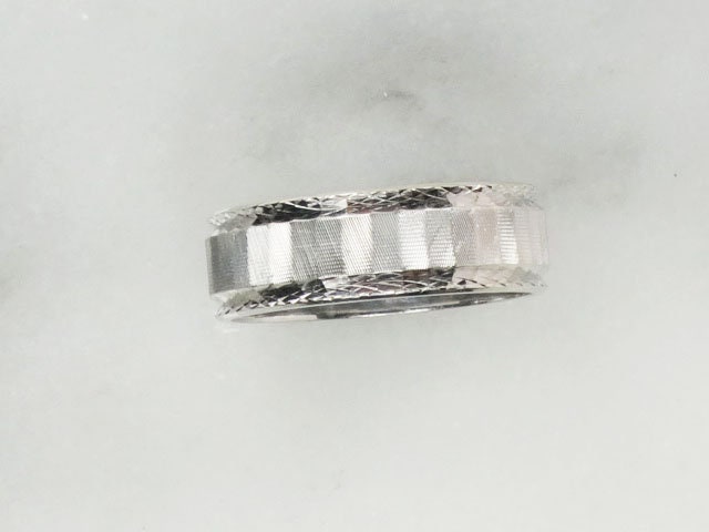 Vintage 14k White Gold JR Wood & Sons ArtCarved Wedding Band 6.8 mm Size 9