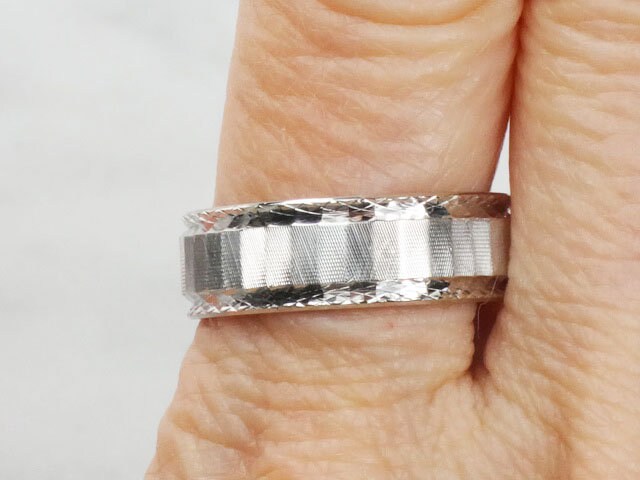 Vintage 14k White Gold JR Wood & Sons ArtCarved Wedding Band 6.8 mm Size 9