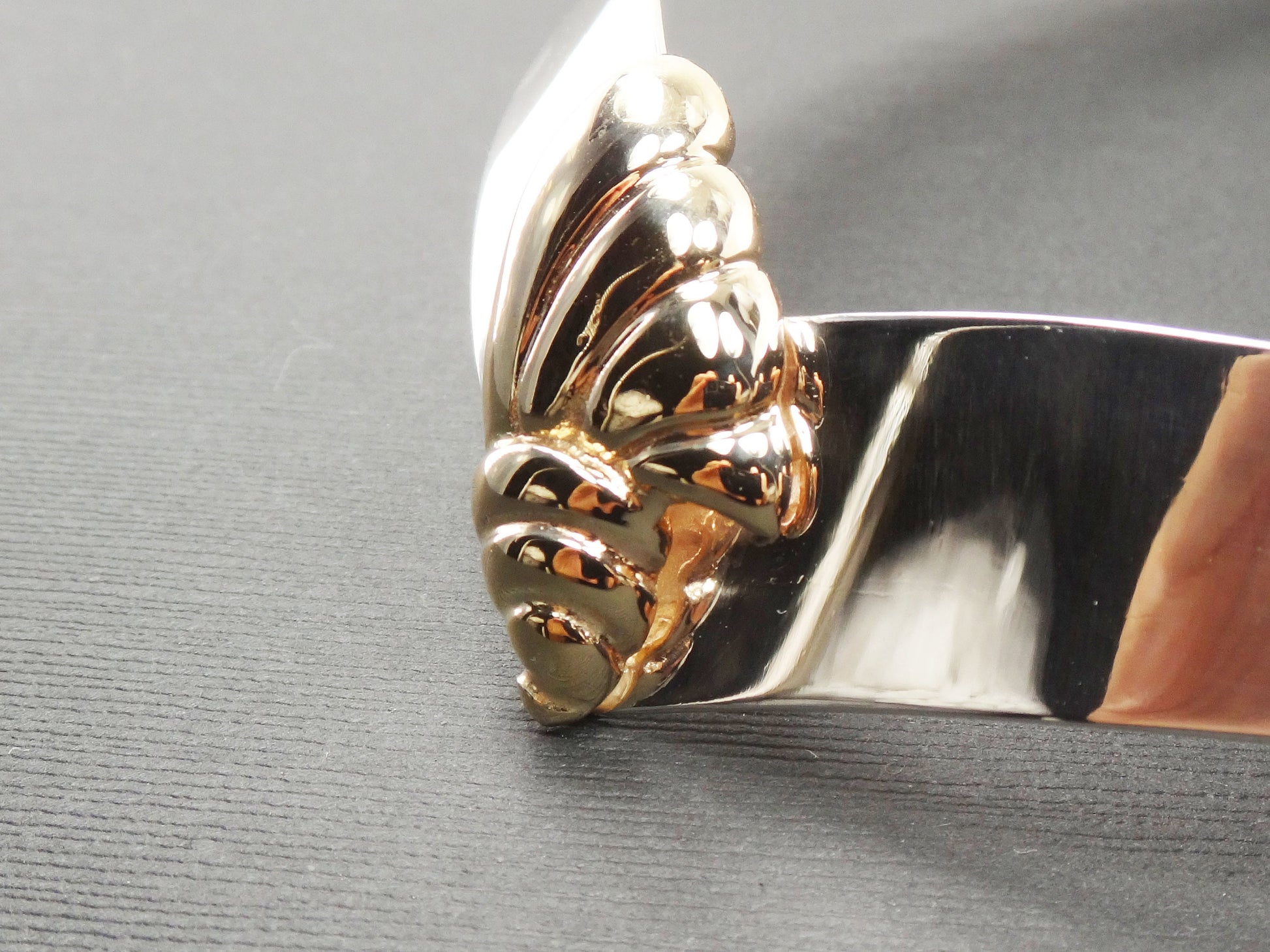 Vintage Sterling Silver 14k Gold Shell Collar Necklace