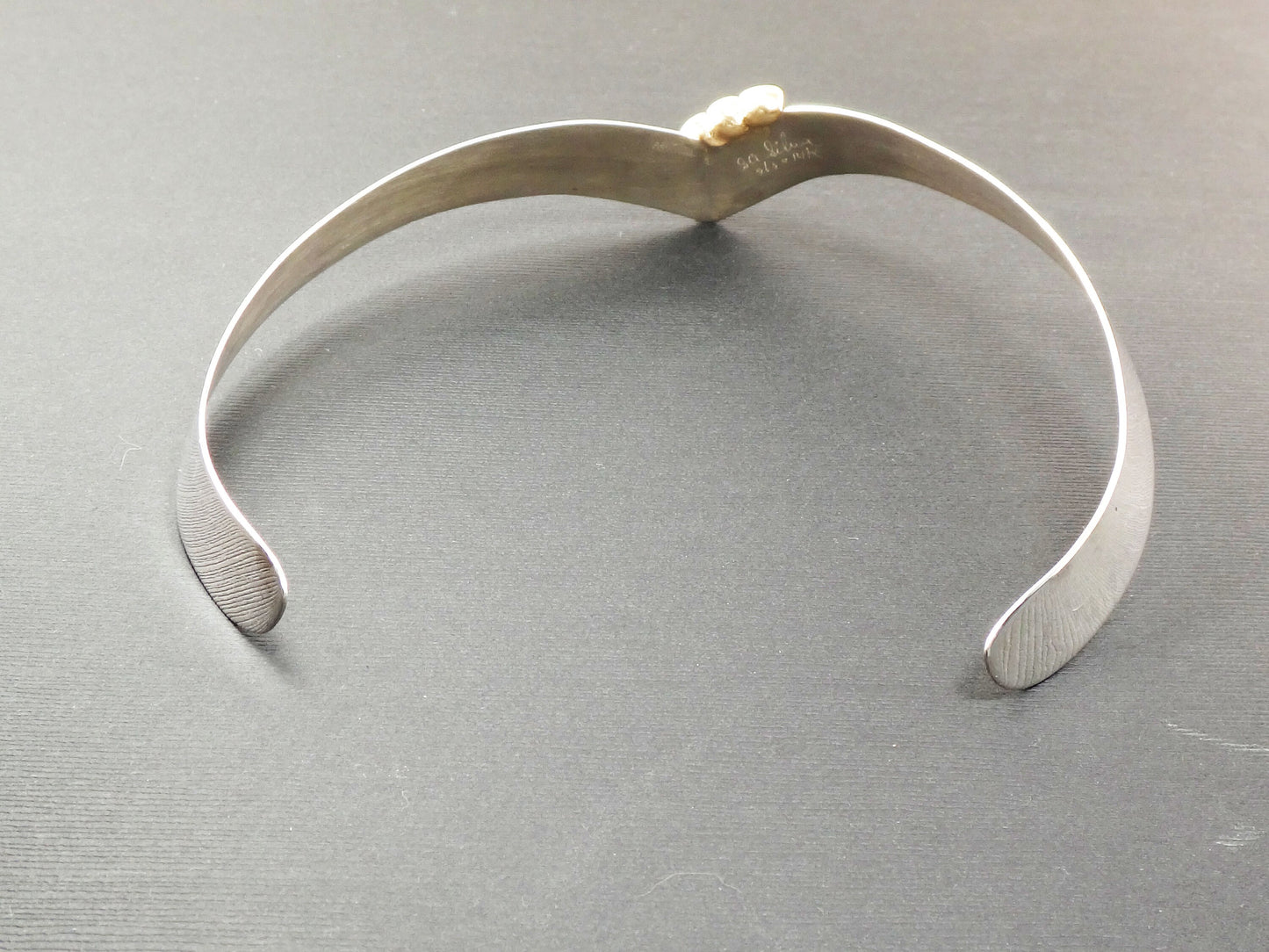 Vintage Sterling Silver and 14k Gold Shell Collar Necklace Mixed Metal Choker Wide Sterling Silver Sea Shell Necklace