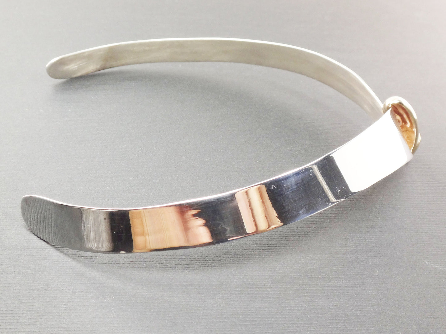 Vintage Sterling Silver and 14k Gold Shell Collar Necklace Mixed Metal Choker Wide Sterling Silver Sea Shell Necklace