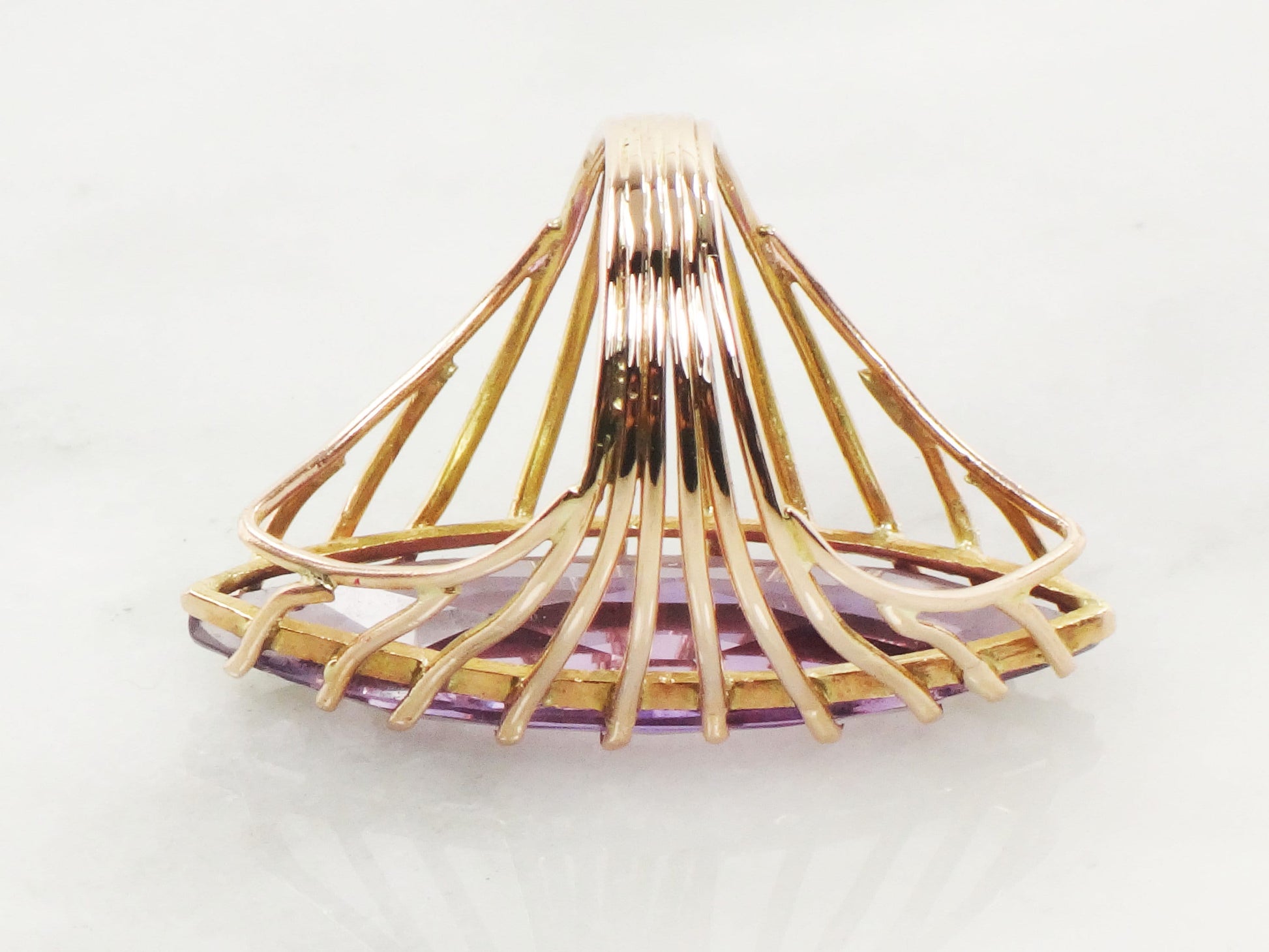 Vintage 14k Yellow Gold Purple Sapphire Marquise Statement Ring, Size 7