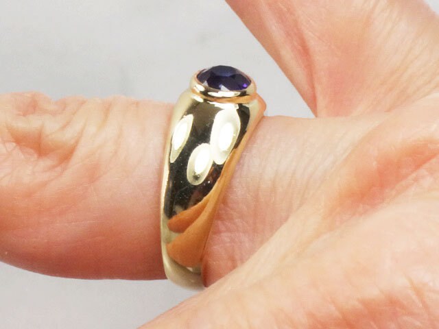 Vintage 14k Yellow Gold Natural Amethyst Ring Purple February Birthstone - Size 5