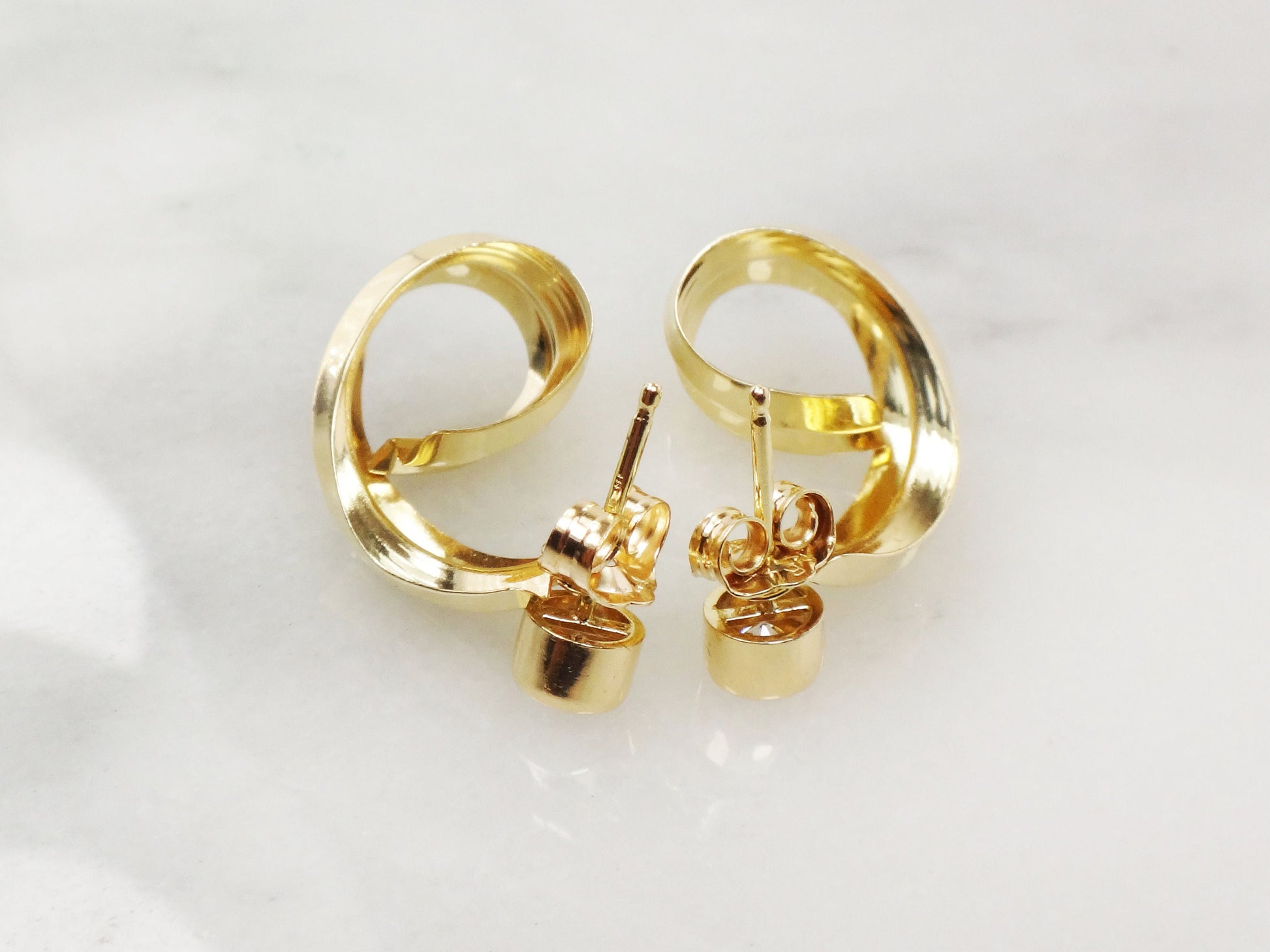 Vintage 14k Yellow Gold CZ Stud Earrings with Removable Jackets Bridal Earrings