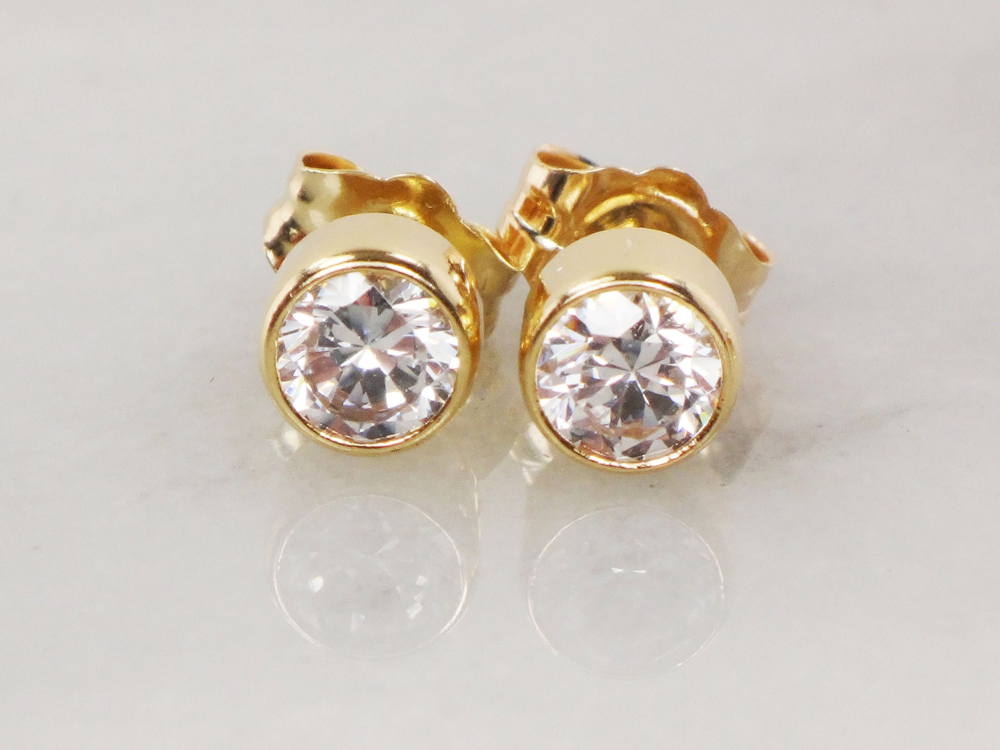 Vintage 14k Yellow Gold CZ Stud Earrings with Removable Jackets Bridal Earrings