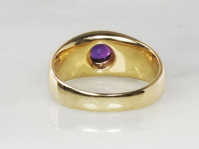 Vintage 14k Yellow Gold Natural Amethyst Ring Purple February Birthstone - Size 5