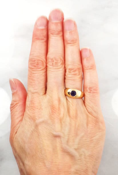 Vintage 14k Yellow Gold Natural Amethyst Ring Purple February Birthstone - Size 5