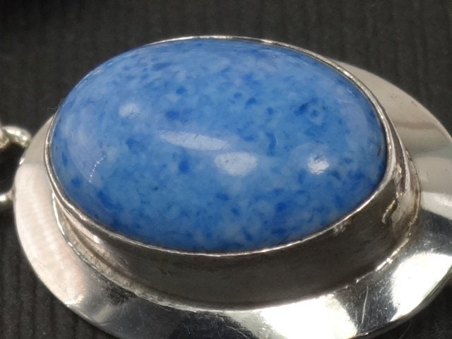 Vintage Sterling Silver Blue Stone Bracelet Signed RW Blue Adventurine ? Bracelet - 7 5/8"