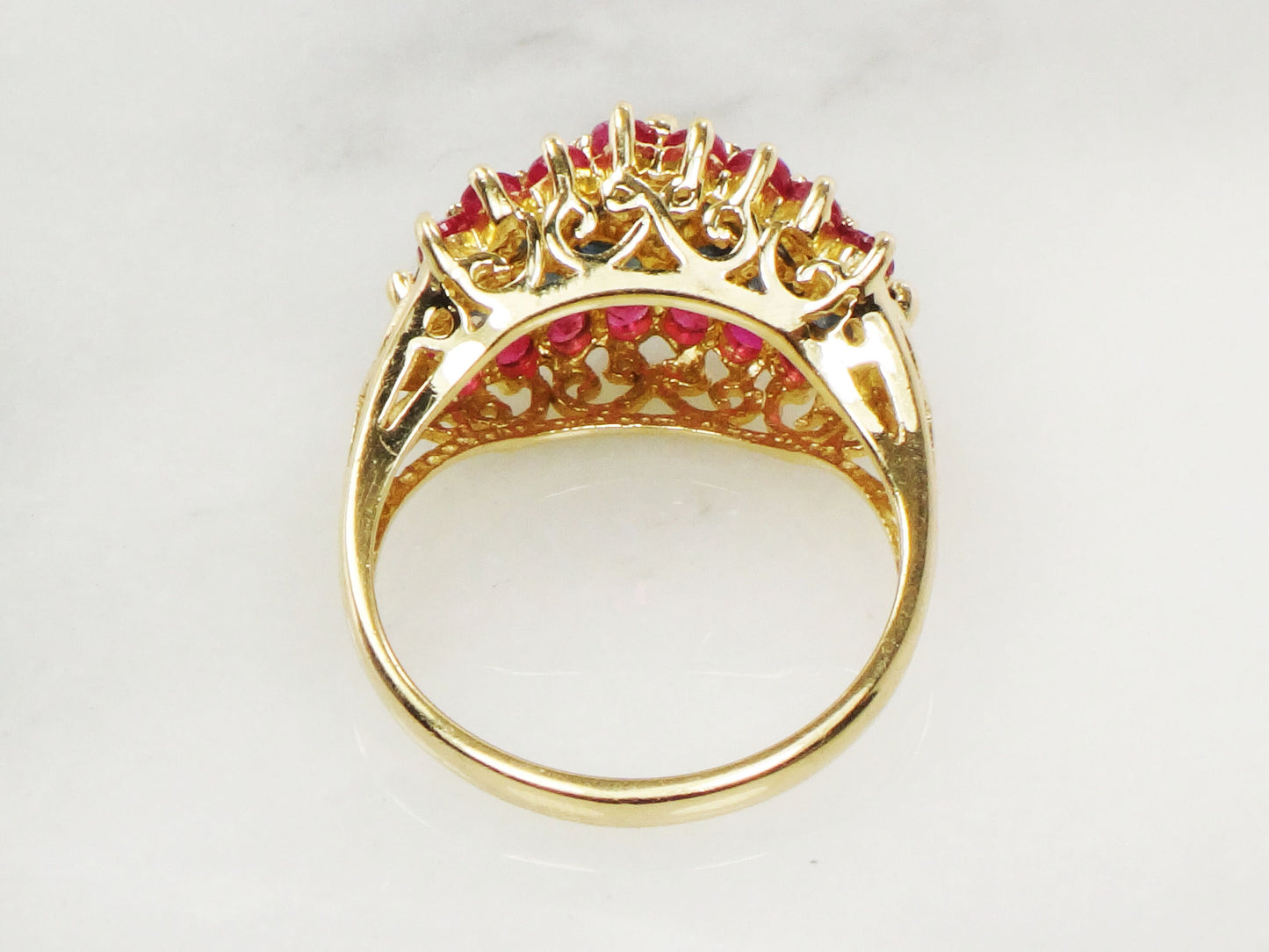 14k Gold Natural Sapphire and Ruby Ring Vintage Red and Blue Stone Ring - Size 6