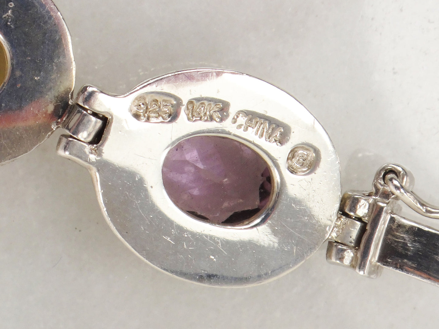 Vintage Multi-Stone Bracelet: 14k Gold & Sterling Silver - Citrine, Amethyst, Topaz, Garnet