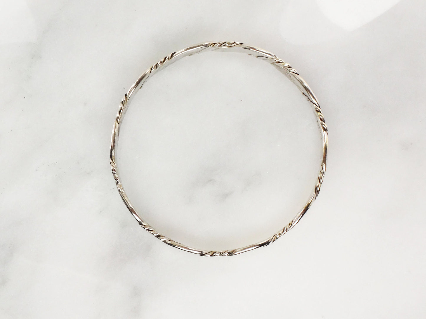 Vintage Sterling Silver Bangle Bracelet: Twisted Mexico Silver