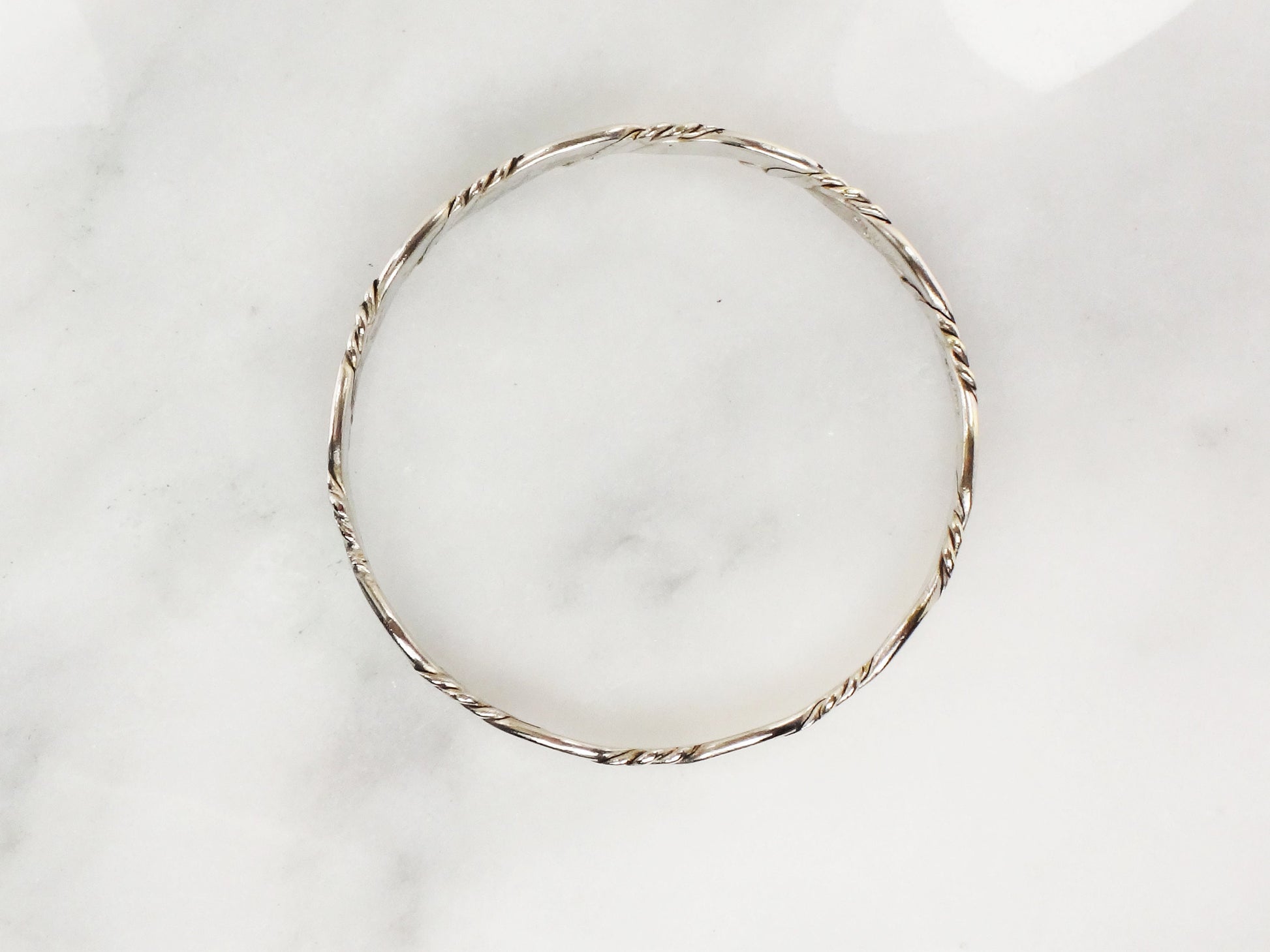 Vintage Sterling Silver Bangle Bracelet: Twisted Mexico Silver