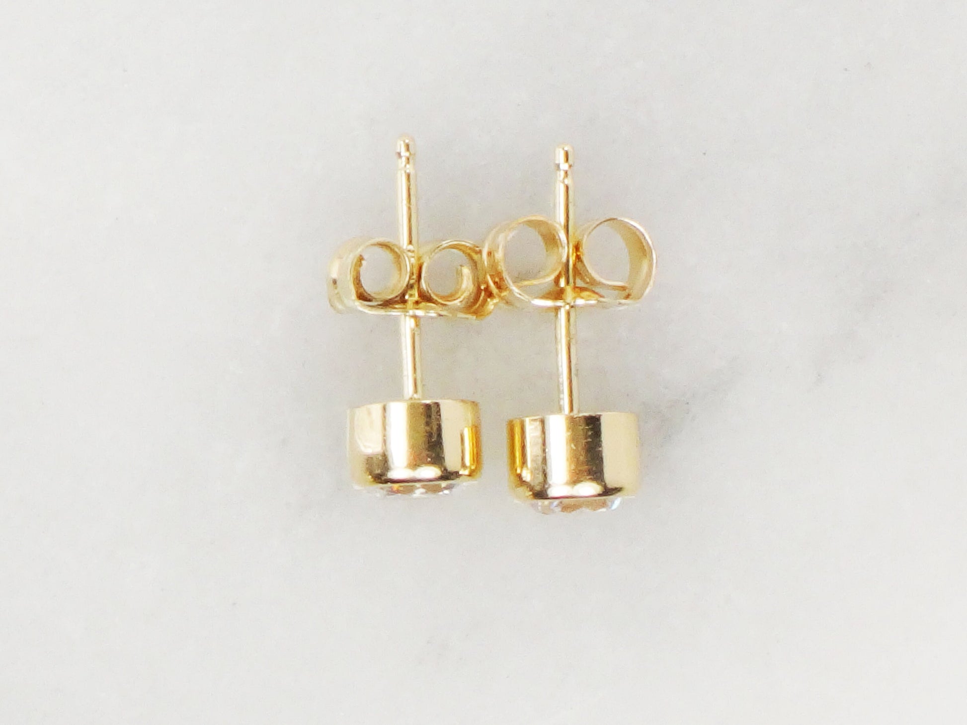 Vintage 14k Yellow Gold CZ Stud Earrings with Removable Jackets Bridal Earrings