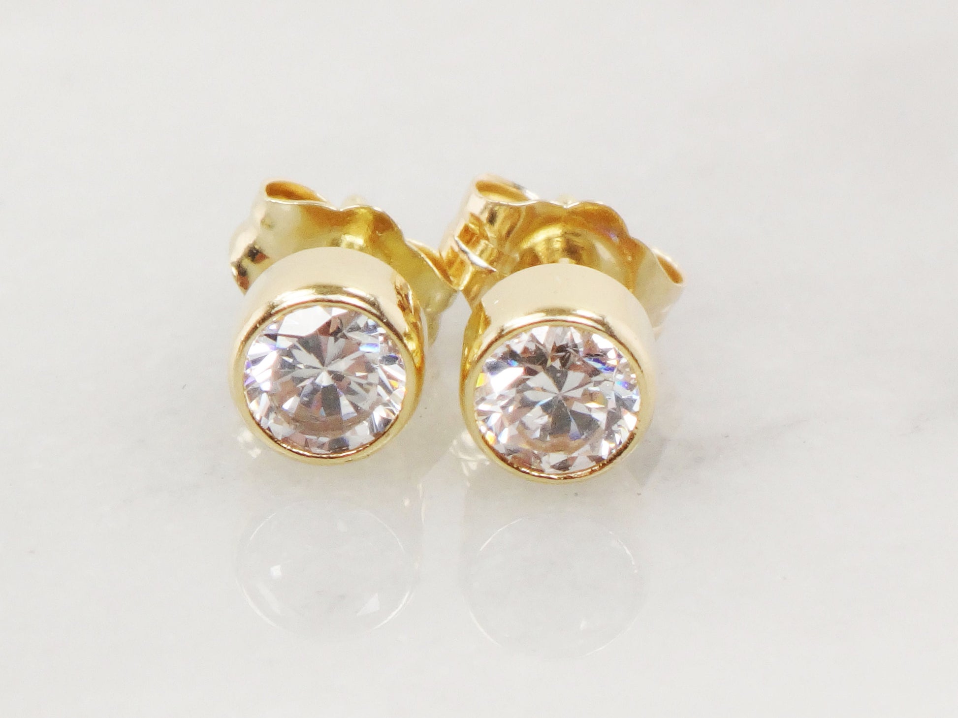 Vintage 14k Yellow Gold CZ Stud Earrings with Removable Jackets Bridal Earrings