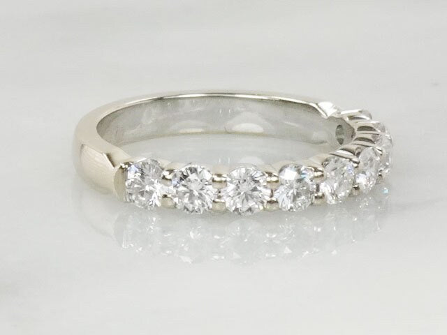 Vintage 14k White Gold Diamond Wedding Band - 1.08 CT, Size 6.5