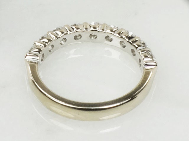 Vintage 14k White Gold Diamond Wedding Band - 1.08 CT, Size 6.5