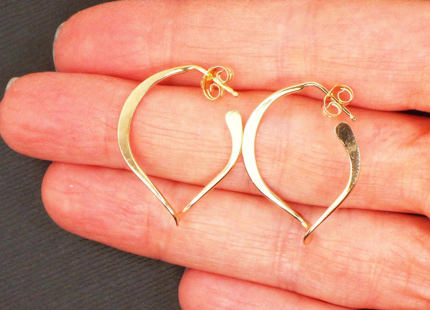 Vintage 14k Gold Hoop Earrings Yellow Gold Twist Earrings Flat Gold Hoop Earrings 14k Polished Hoops