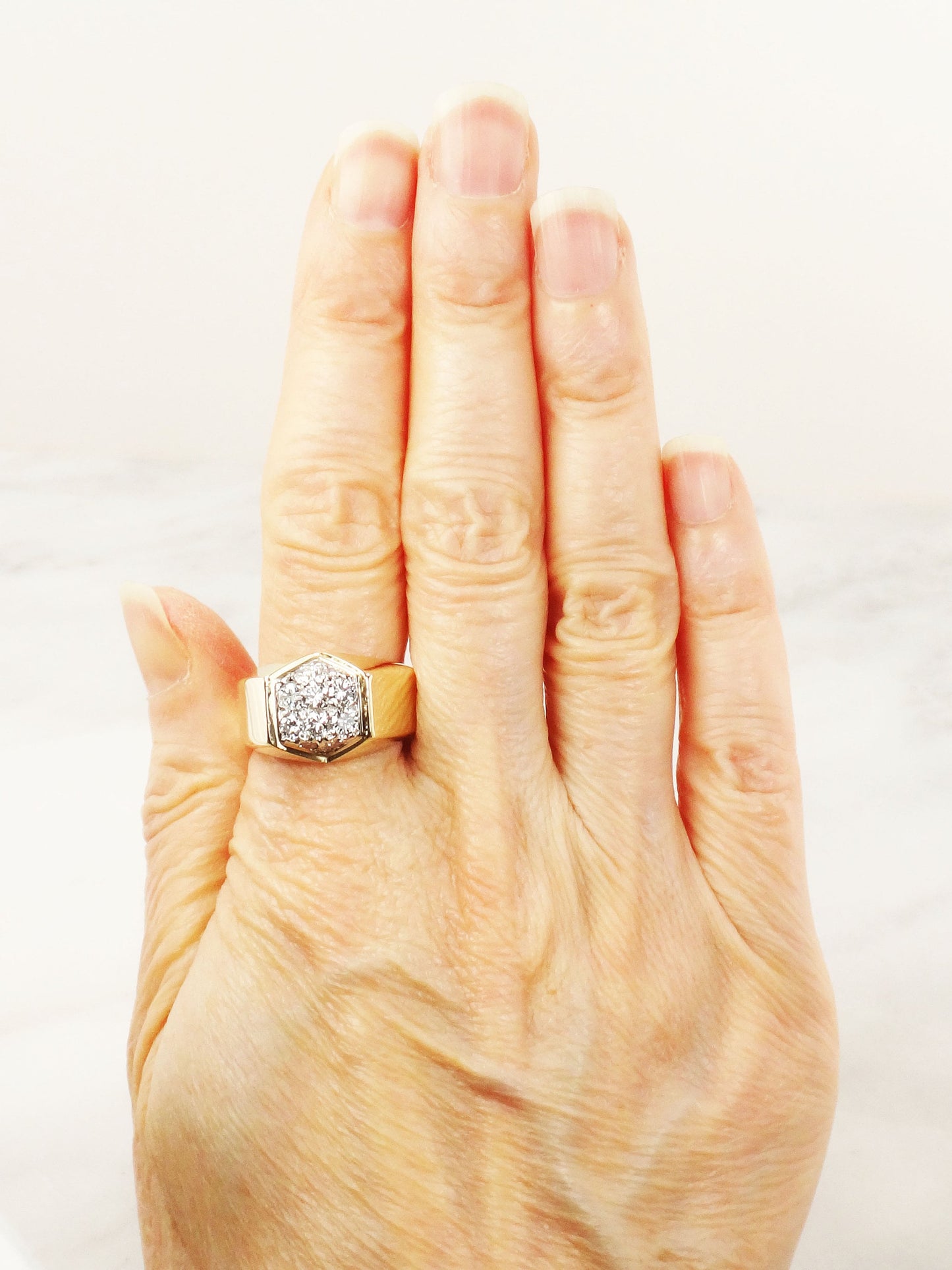 Vintage IB Goodman 14k Yellow Gold Diamond Cluster Ring - 1 CT, Size 10