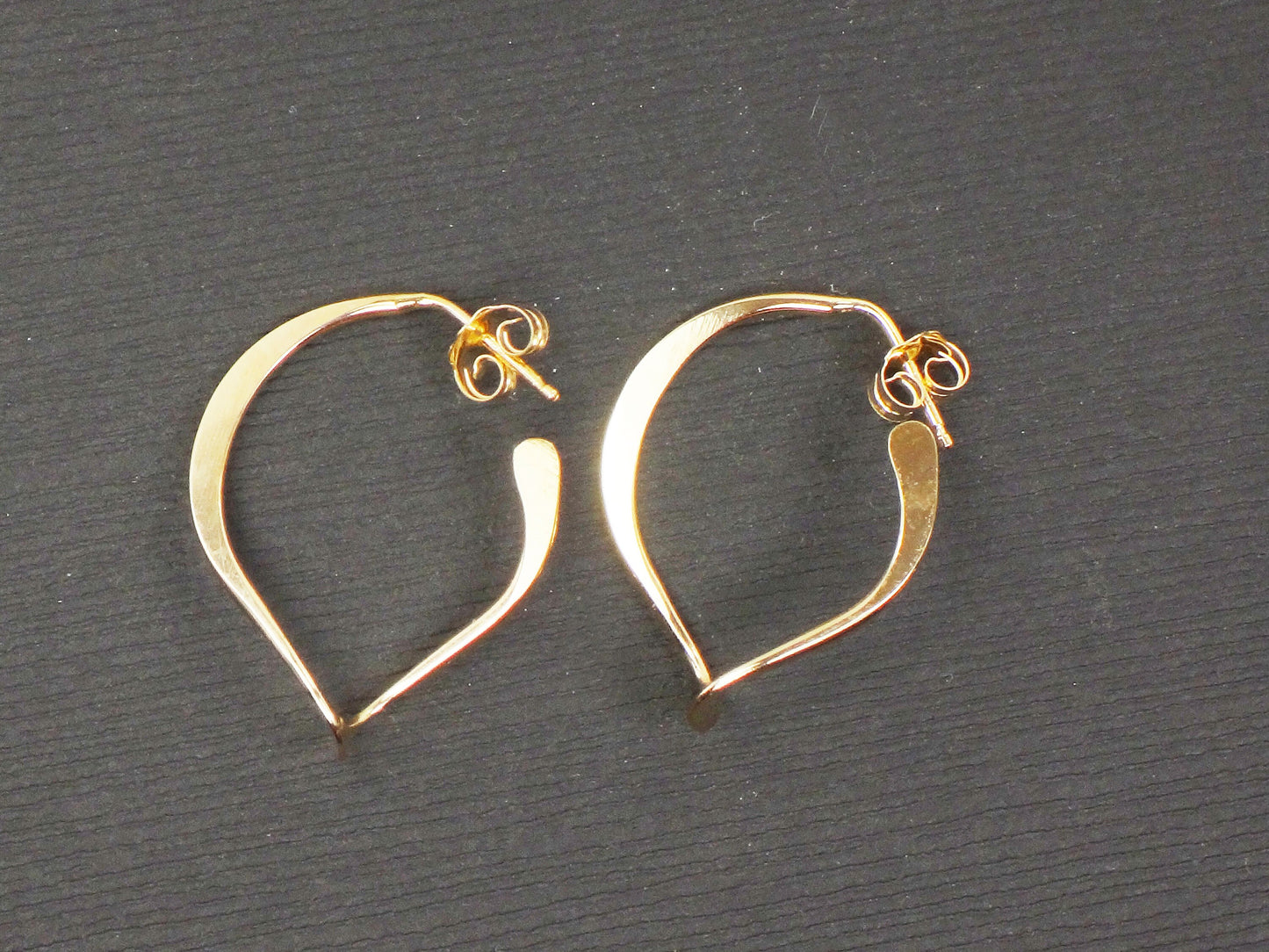 Vintage 14k Gold Hoop Earrings Yellow Gold Twist Earrings Flat Gold Hoop Earrings 14k Polished Hoops