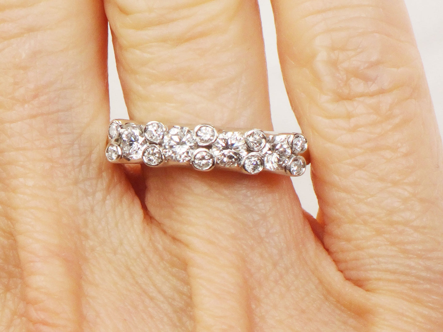 Vintage 14k White Gold Diamond Wedding Band - 1 Carat, Size 5.5