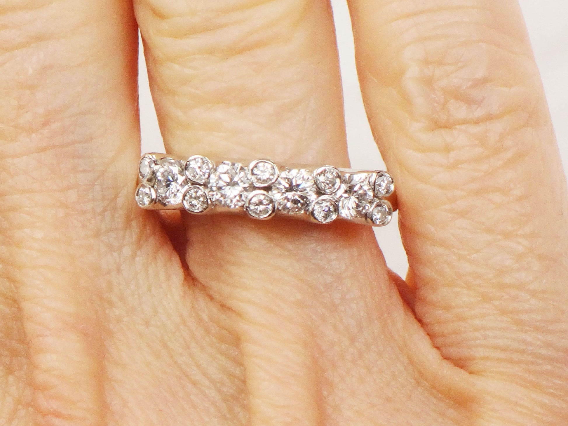 Vintage 14k White Gold Diamond Wedding Band - 1 Carat, Size 5.5