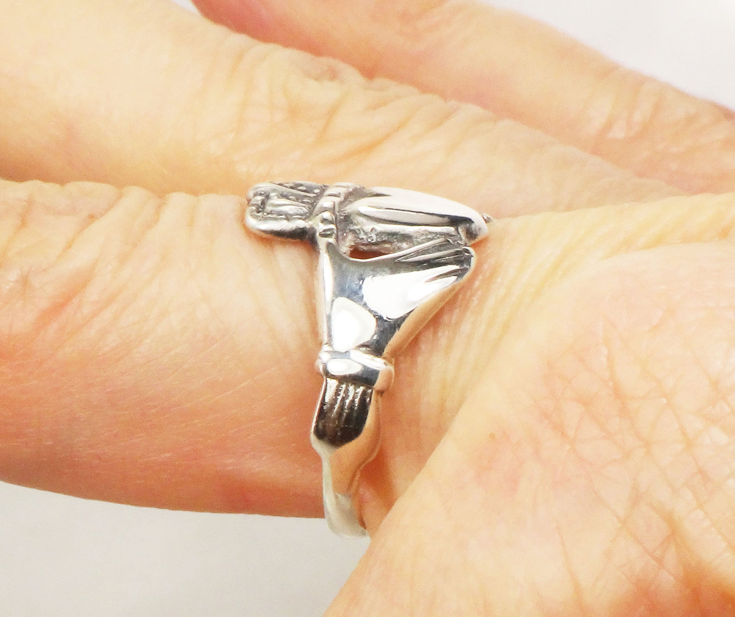 Vintage Sterling Silver Claddagh Ring: Irish Wedding Band, Size 7.25