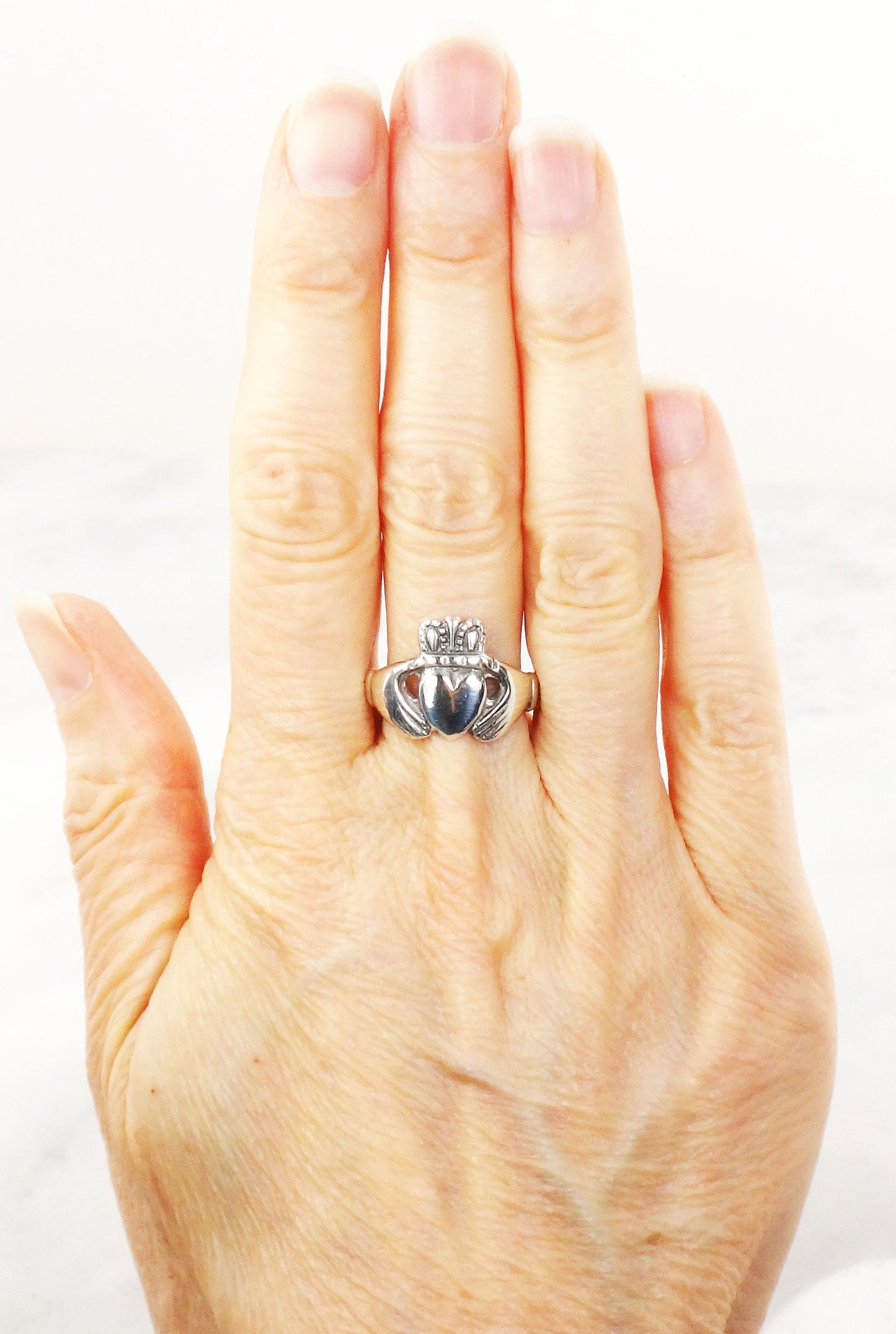 Vintage Claddagh Ring Irish Sterling Silver Claddagh Wedding Band Right Hand Ring Size 7.25 Claddagh Ring