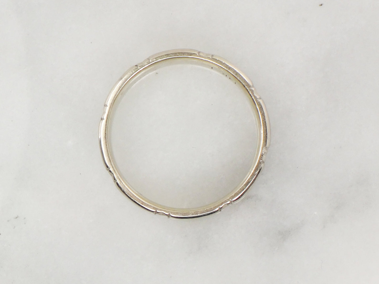 Vintage 14k White Gold Wedding Band 6 mm Size 9.5