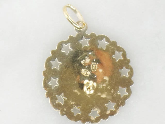 Vintage 18k Gold Virgin Mary Medal, Mother Mary Pendant, Catholic Religious Charm