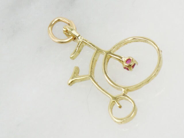 Vintage 18k Yellow Old Fashioned Bicycle Pendant Charm, Penny Farthing Pendant