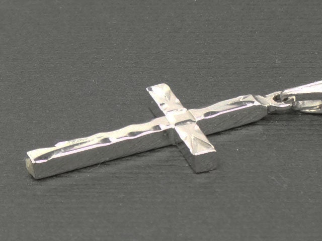 Vintage Sterling Silver Cross Pendant Necklace marked Theda 18"
