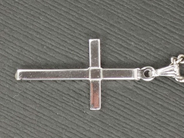 Vintage Sterling Silver Cross Pendant Necklace marked Theda 18"