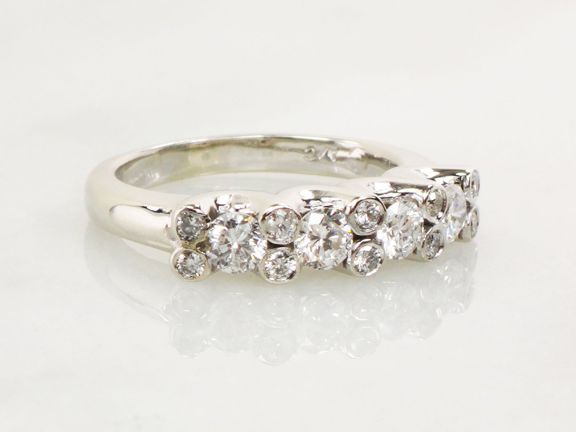 Vintage 14k White Gold Diamond Wedding Band - 1 Carat, Size 5.5