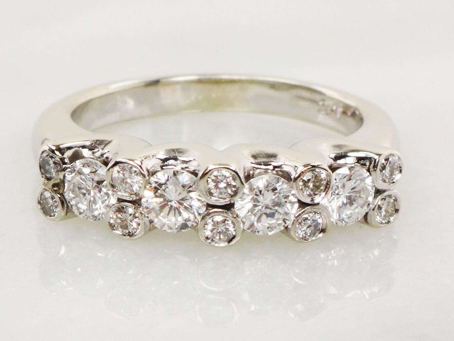 Vintage 14k White Gold Diamond Wedding Band - 1 Carat, Size 5.5