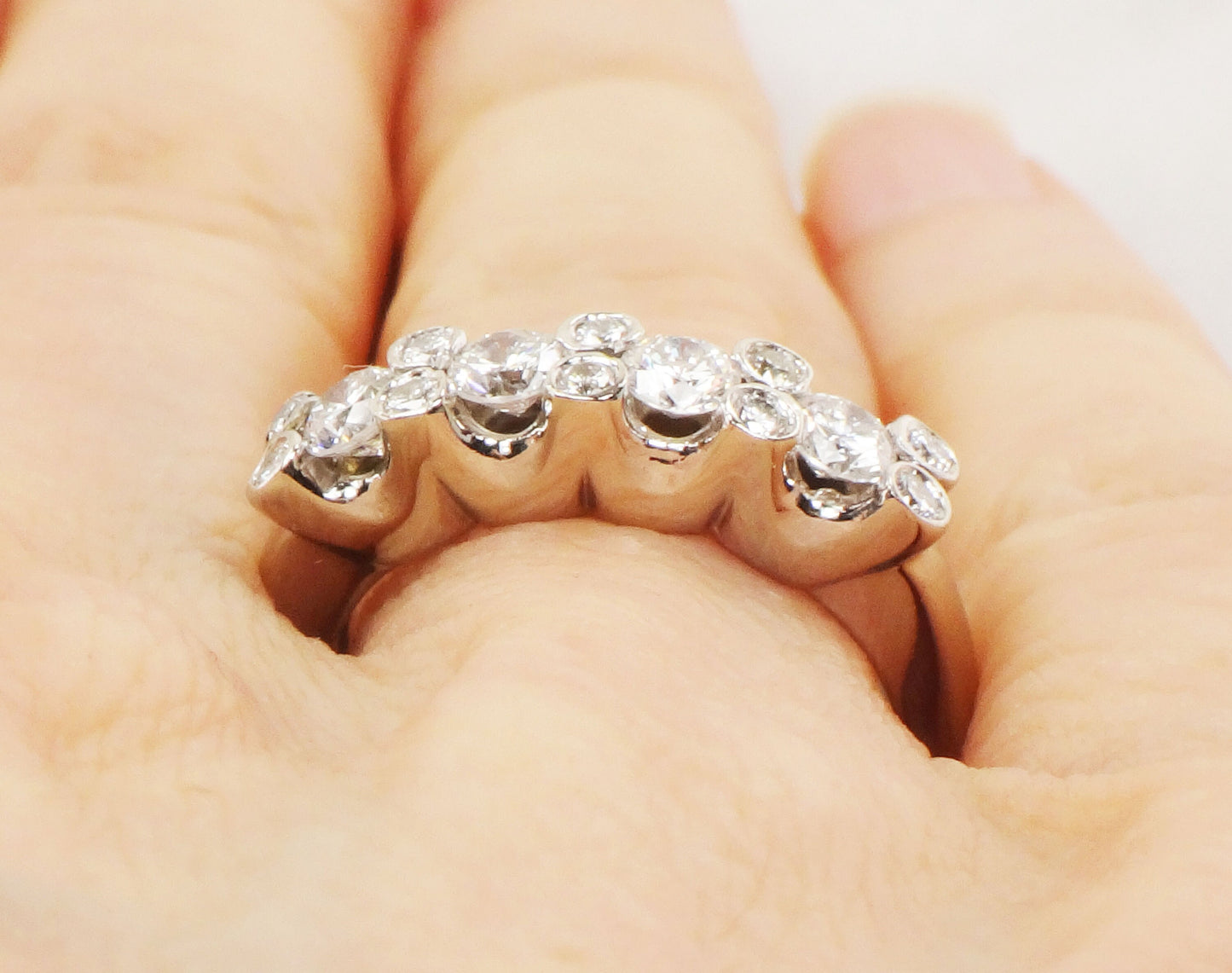 Vintage 14k White Gold Natural Diamond Wedding Band 1 Carat TDW Diamond Ring Size 5.5
