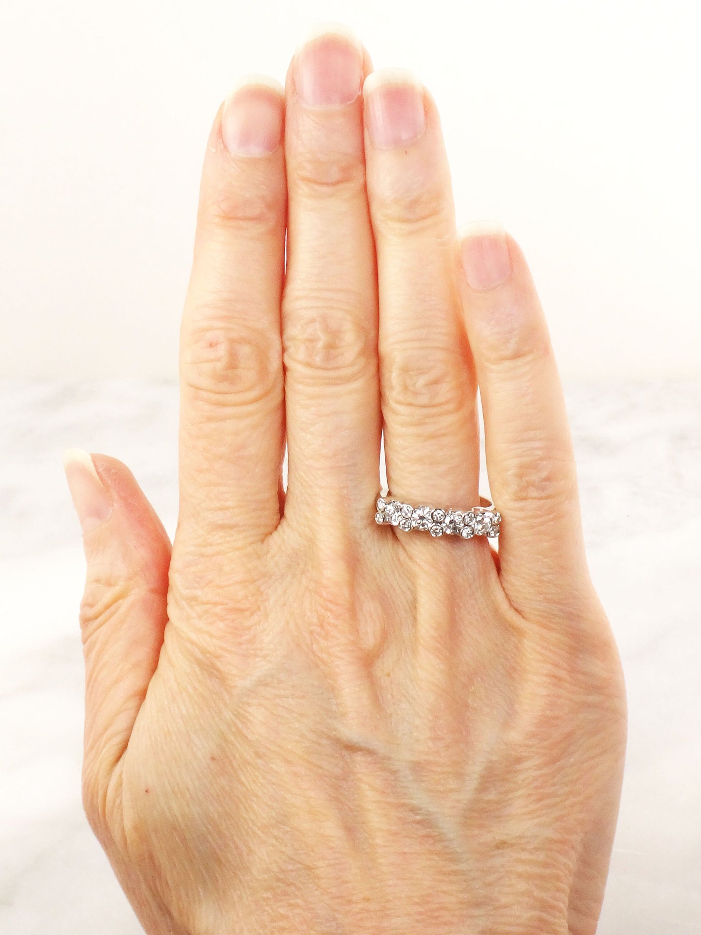 Vintage 14k White Gold Natural Diamond Wedding Band 1 Carat TDW Diamond Ring Size 5.5
