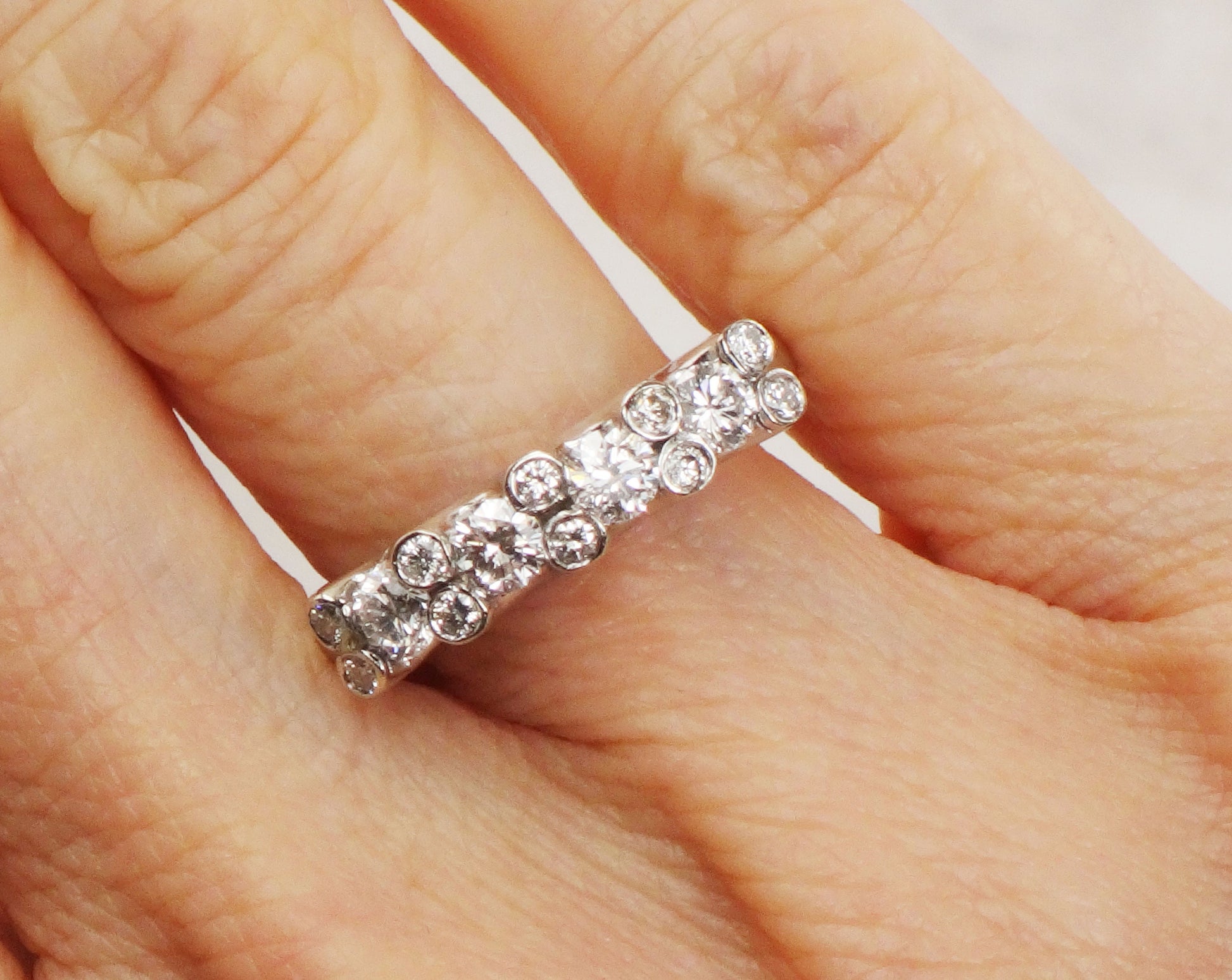 Vintage 14k White Gold Diamond Wedding Band - 1 Carat, Size 5.5