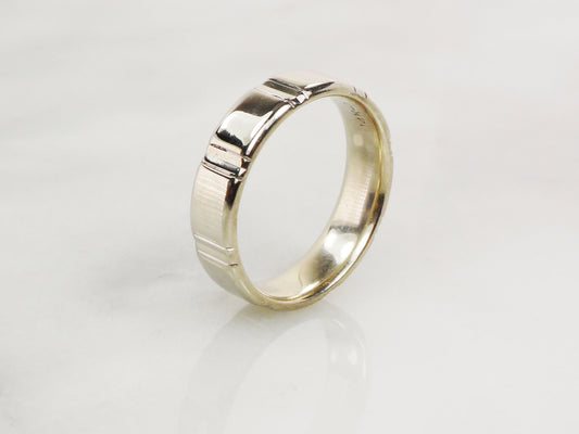 Vintage 14k White Gold Wedding Band 6 mm Size 9.5