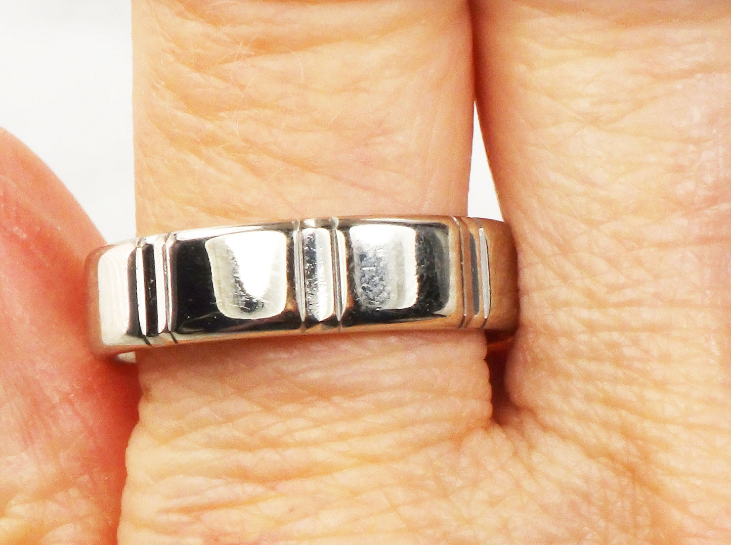 Vintage 14k White Gold Wedding Band 6 mm Size 9.5